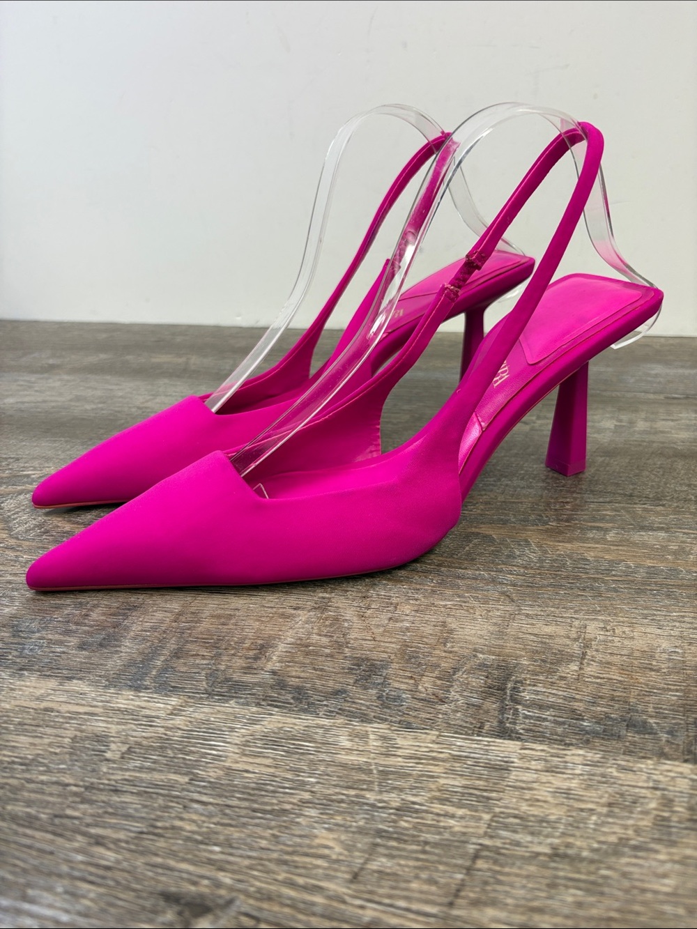 Zara Hot Pink Fuchsia Pointed Toe Slingback Heels EU 40 US 9